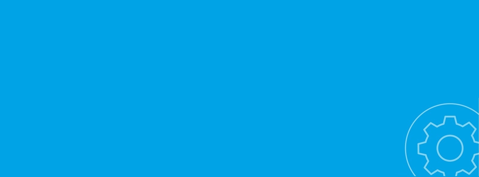 Hellblauer Hintergrund mit weißem Zahnrad in einem Kreis